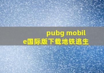 pubg mobile国际版下载地铁逃生